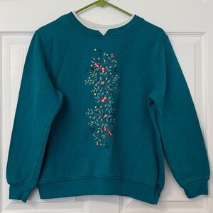 Vintage Teal Floral Sweater